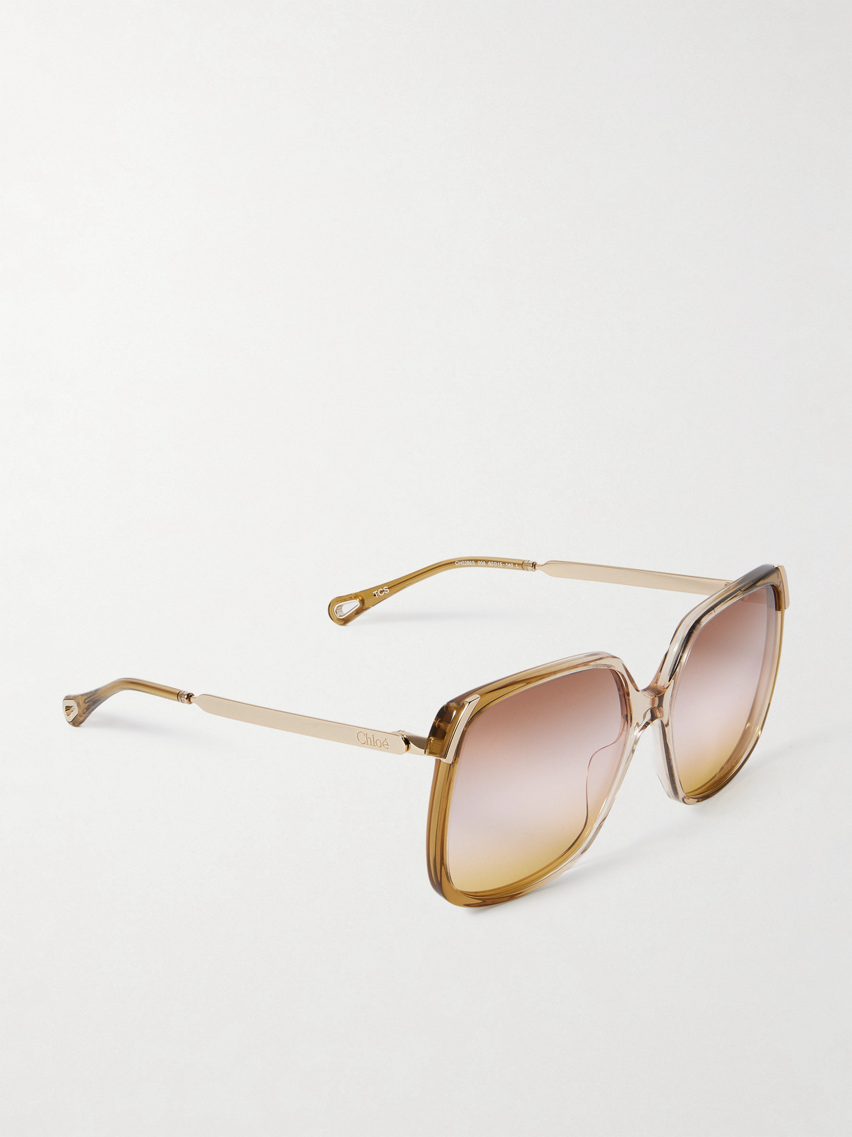 Shop Chloé Aly Square-frame Acetate And Gold-tone Sunglasses