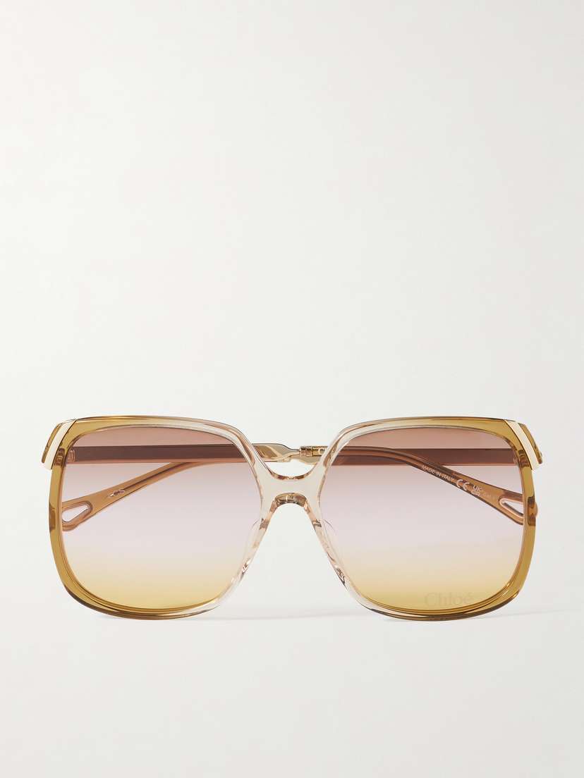 Chloé Aly Square-frame Acetate And Gold-tone Sunglasses