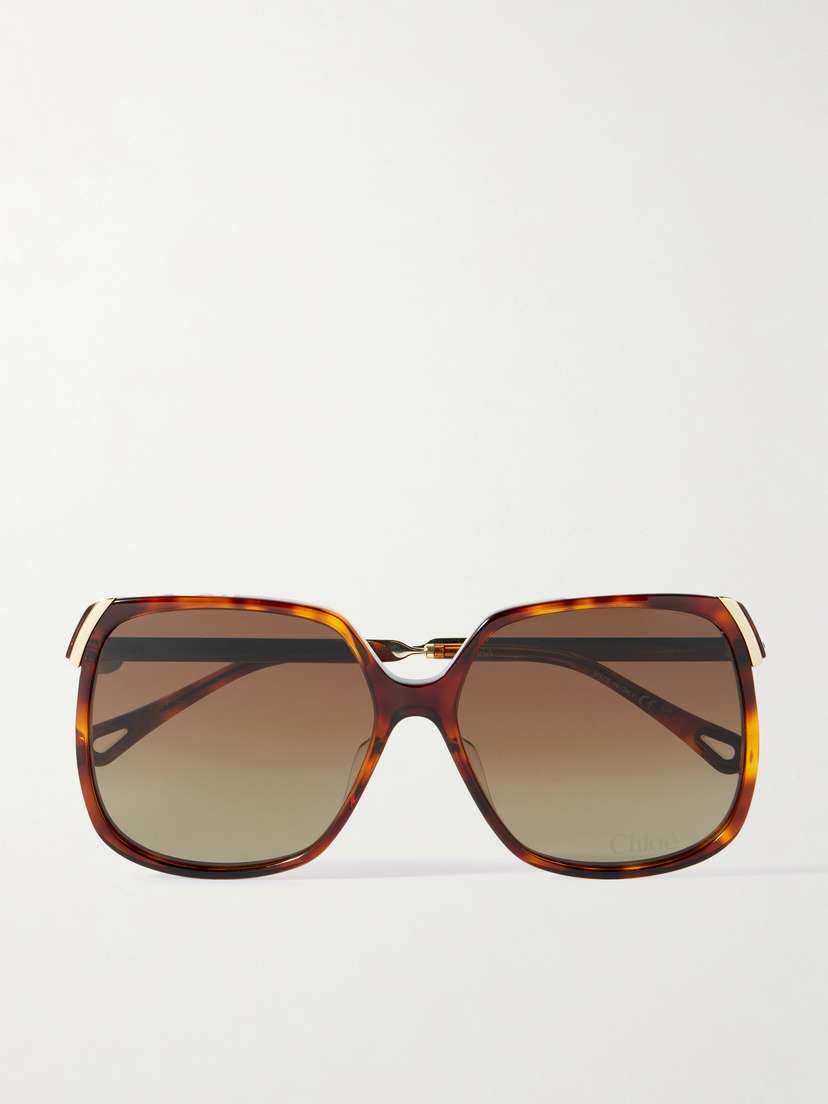 Chloé Aly Square-frame Tortoiseshell Acetate And Gold-tone Sunglasses