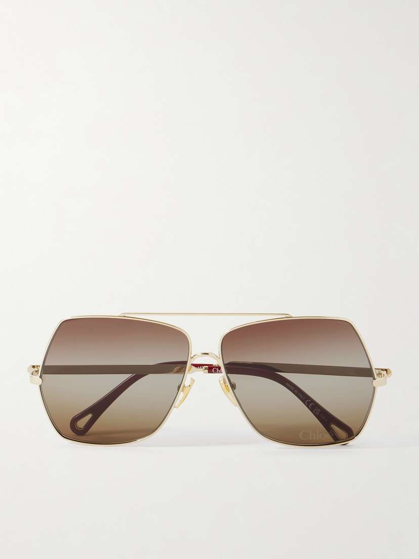 Chloé Oversized Aviator-style Gold-tone Sunglasses