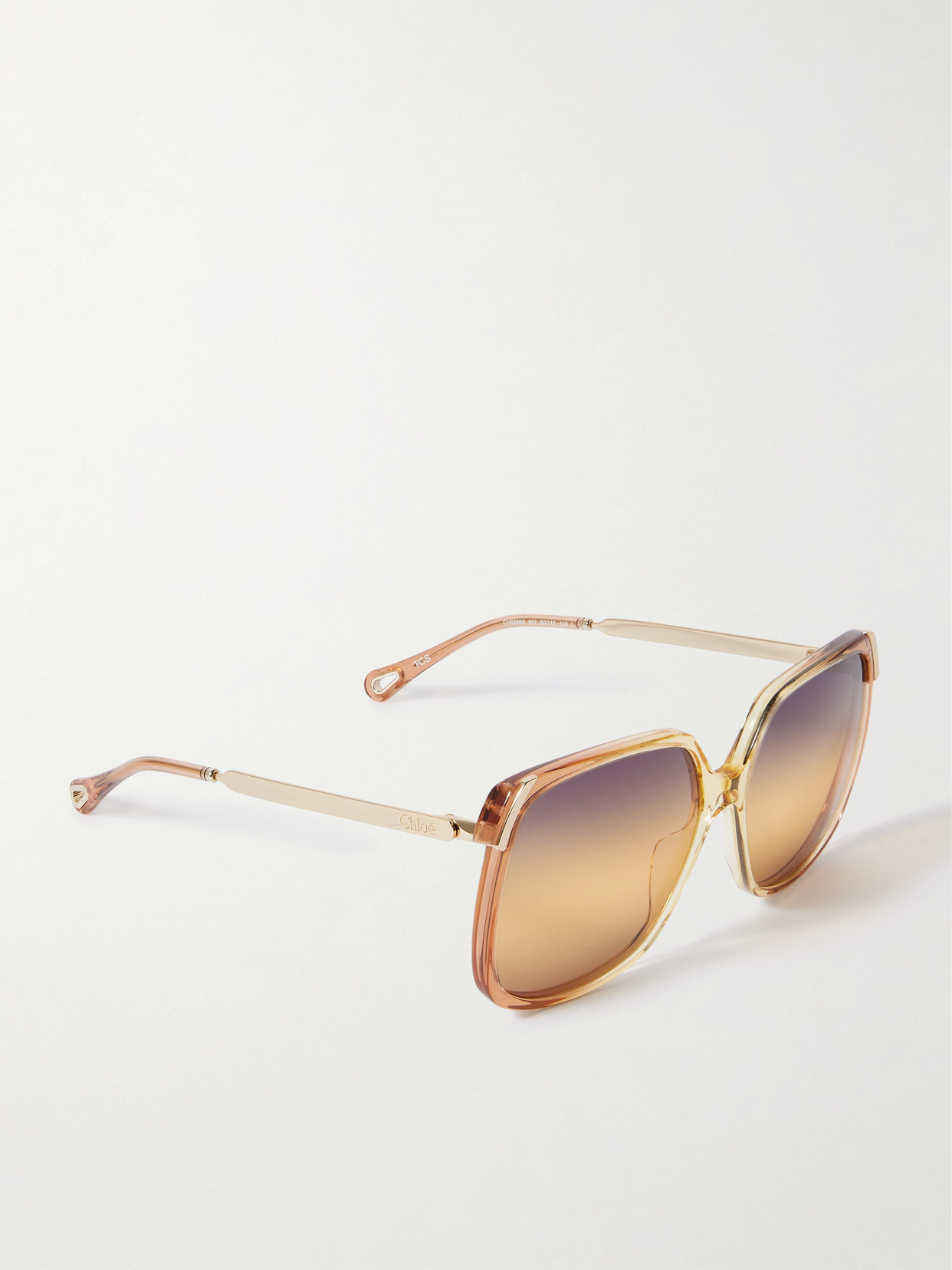 CHLOÉ ALY SQUARE-FRAME ACETATE AND GOLD-TONE SUNGLASSES