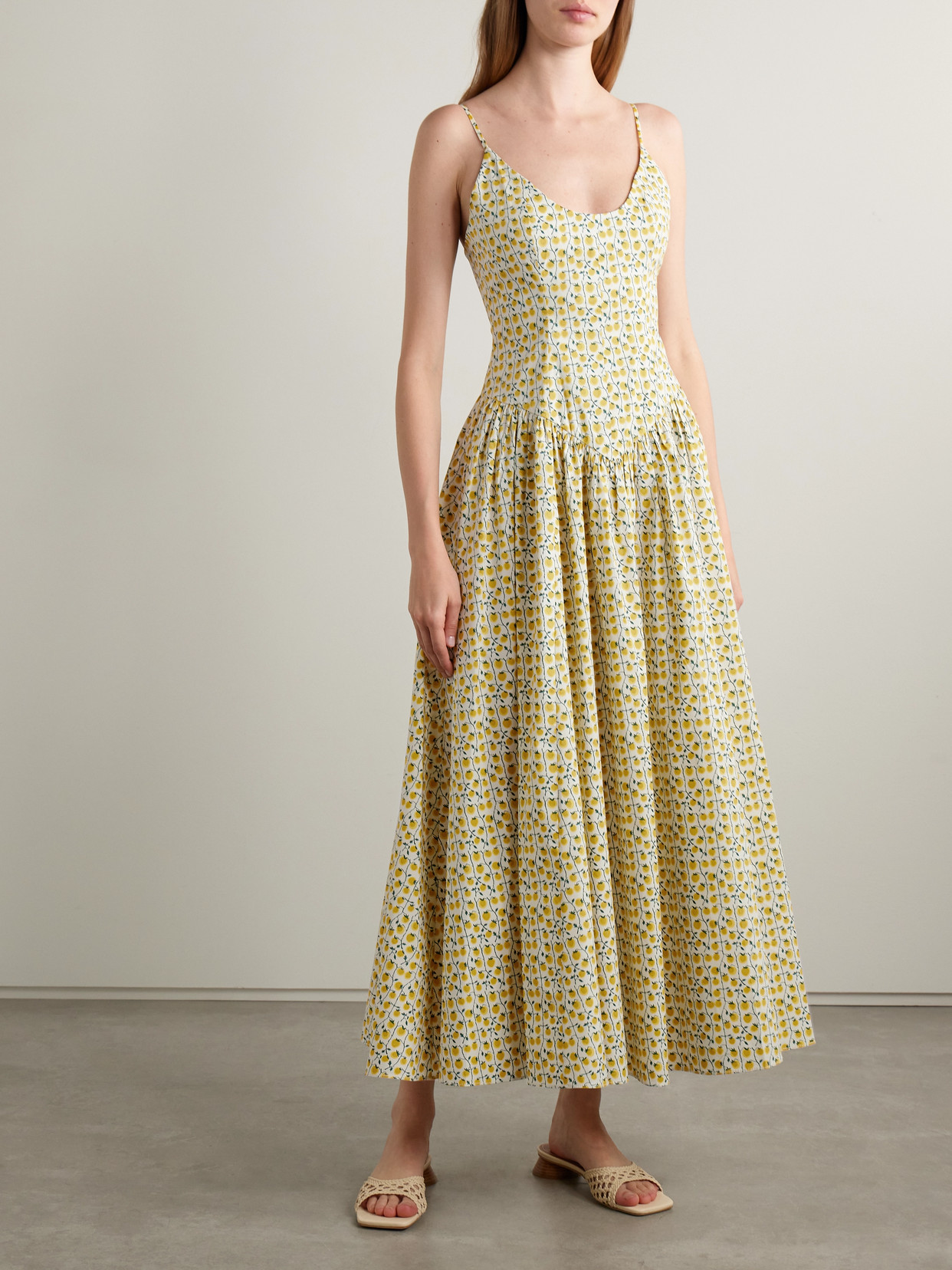 Staud Dena Floral Cotton Maxi Dress