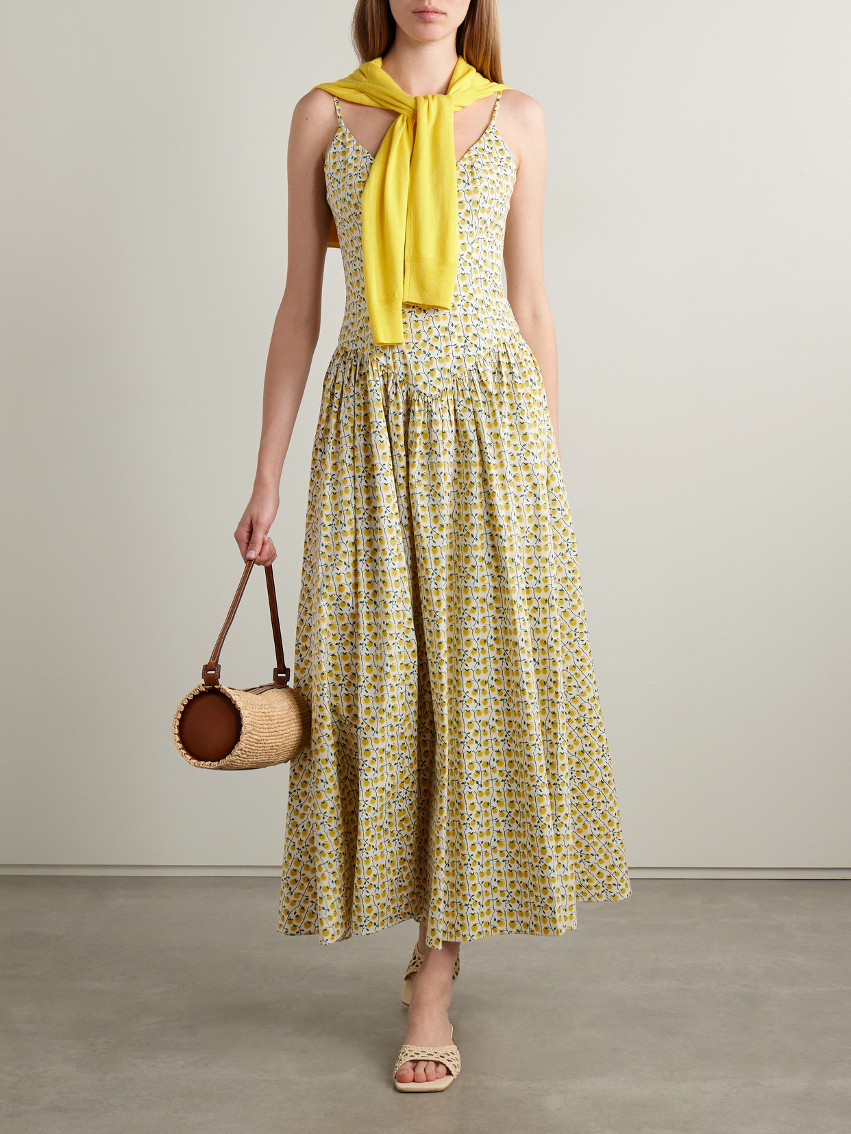 Staud Dena Floral Cotton Maxi Dress