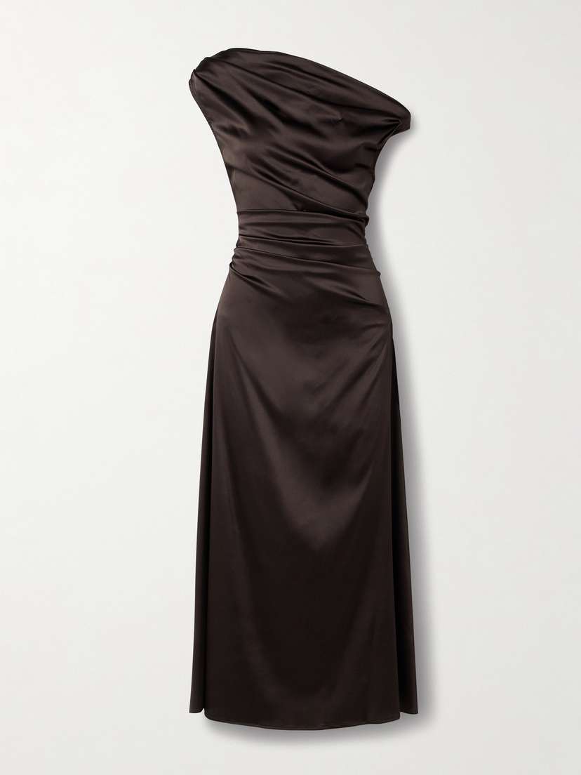 Staud Phare Draped Silk-blend Midi Dress