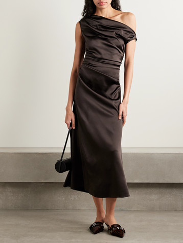Staud Phare draped silk-blend midi dress