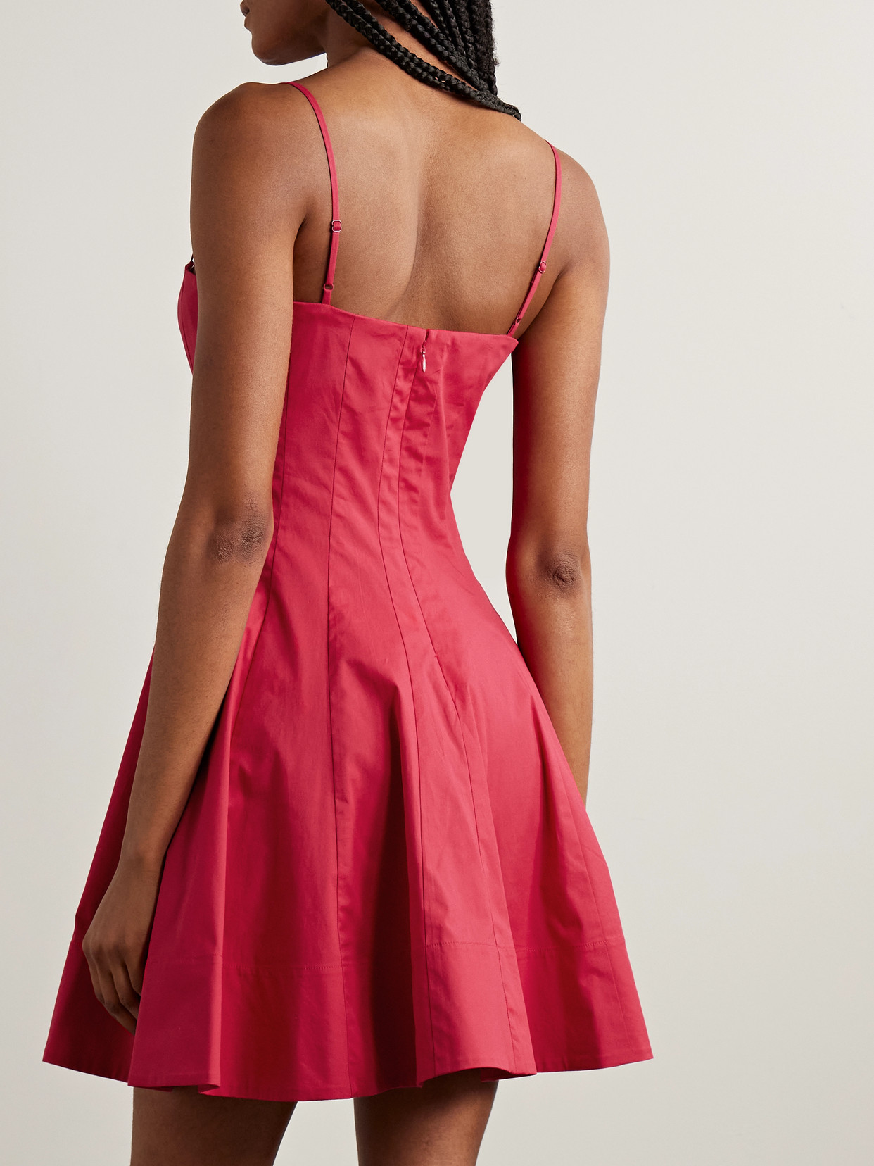 Staud Wylie Cotton-blend Poplin Mini Dress In Red