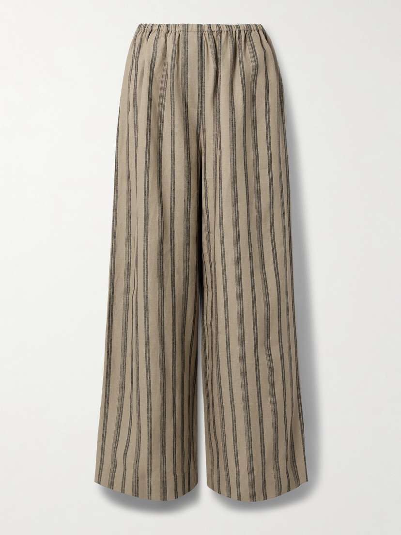 Staud Bonfire Striped Linen Wide-leg Pants