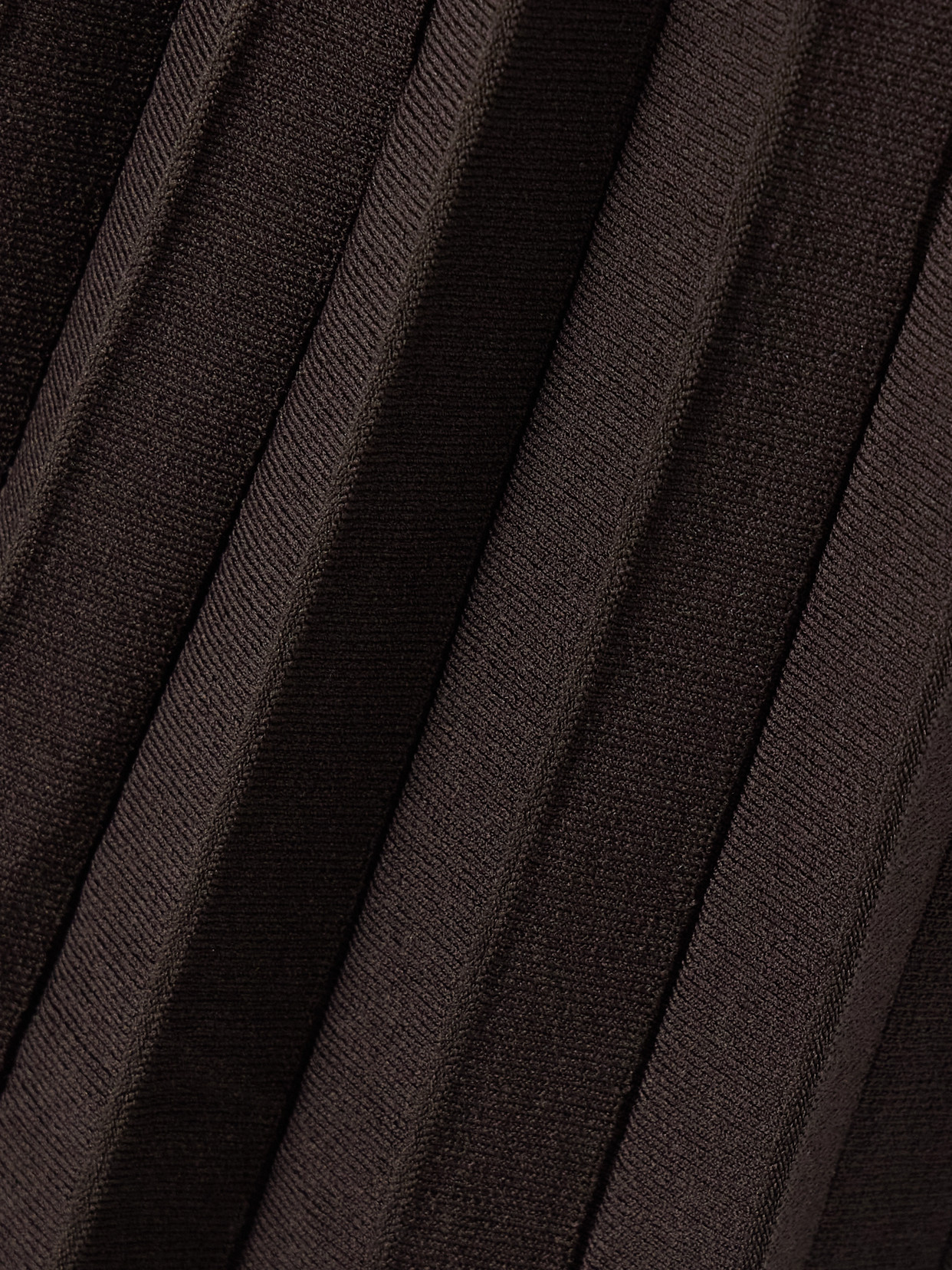 Staud Ellison Pleated Ribbed-knit Midi Dress In Brown