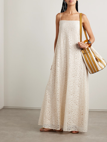 Staud Delfina organic cotton-blend guipure lace maxi dress