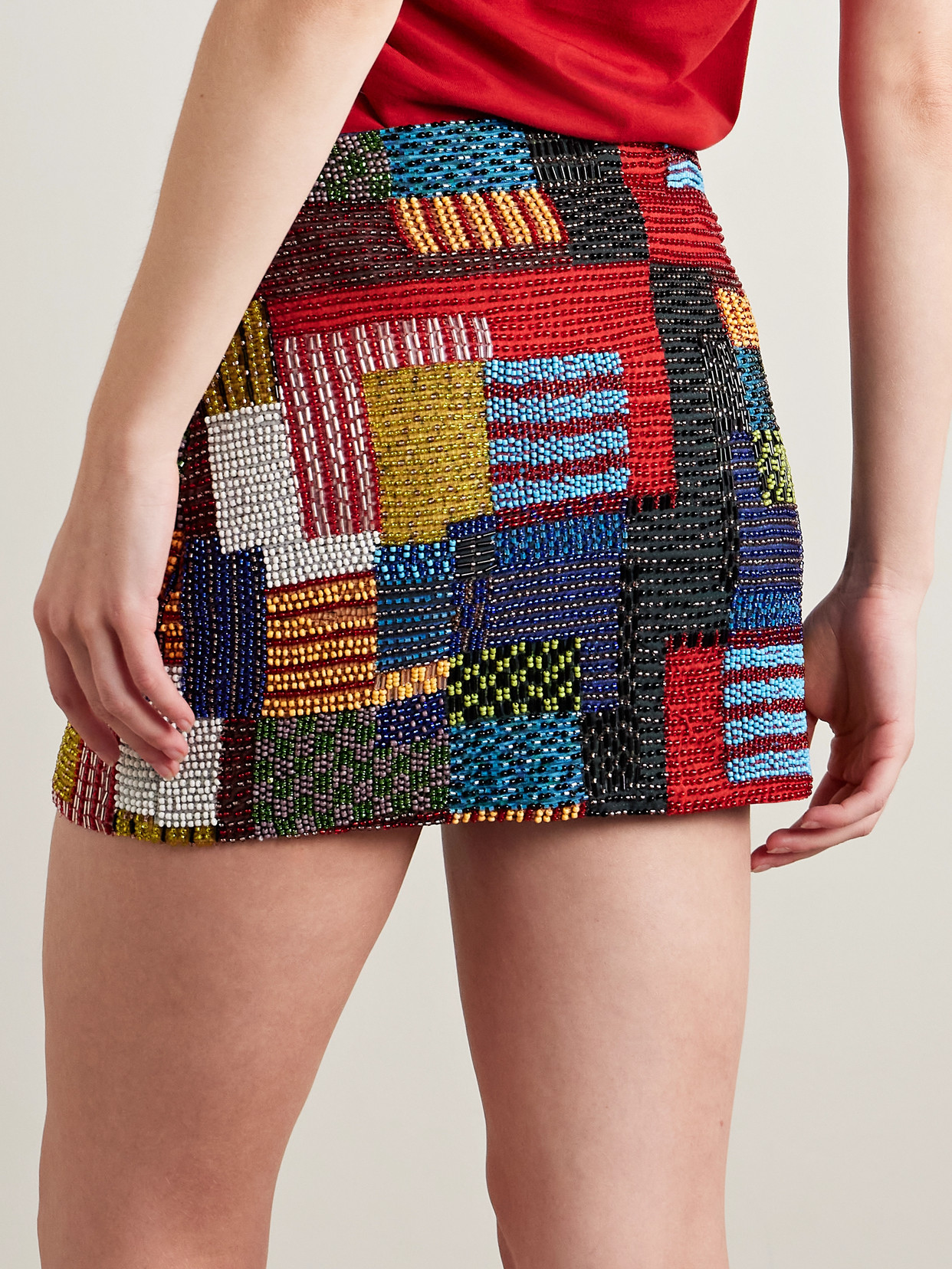 Staud Supernova Bead-embellished Stretch-jersey Mini Skirt