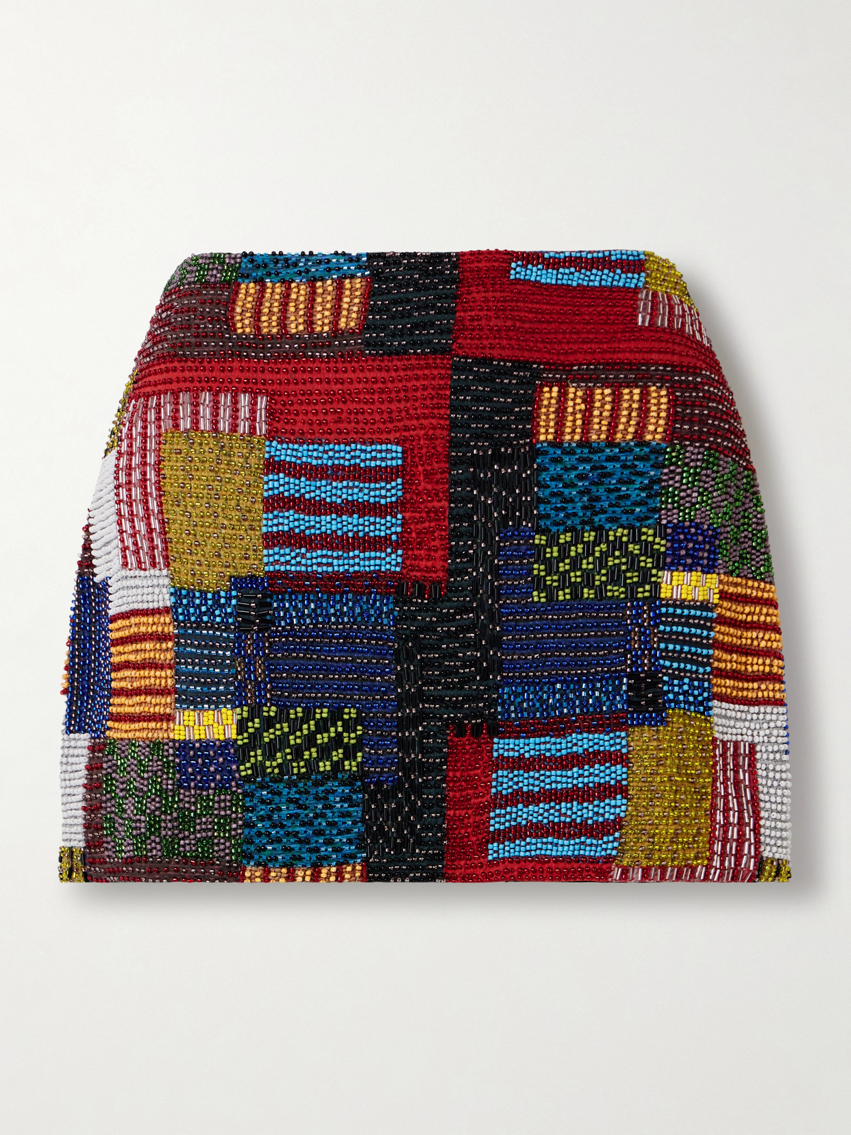 Staud Supernova Bead-embellished Stretch-jersey Mini Skirt In Multi