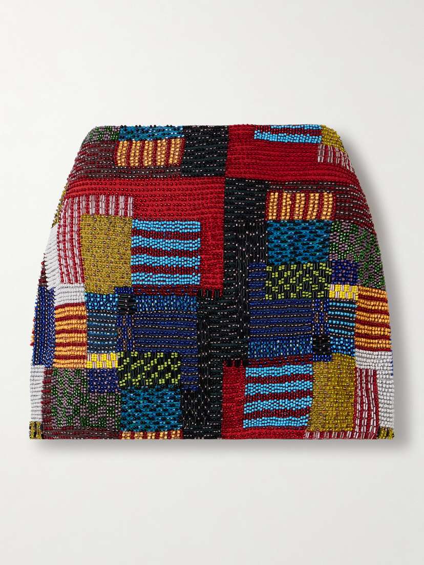 Staud Supernova Bead-embellished Stretch-jersey Mini Skirt