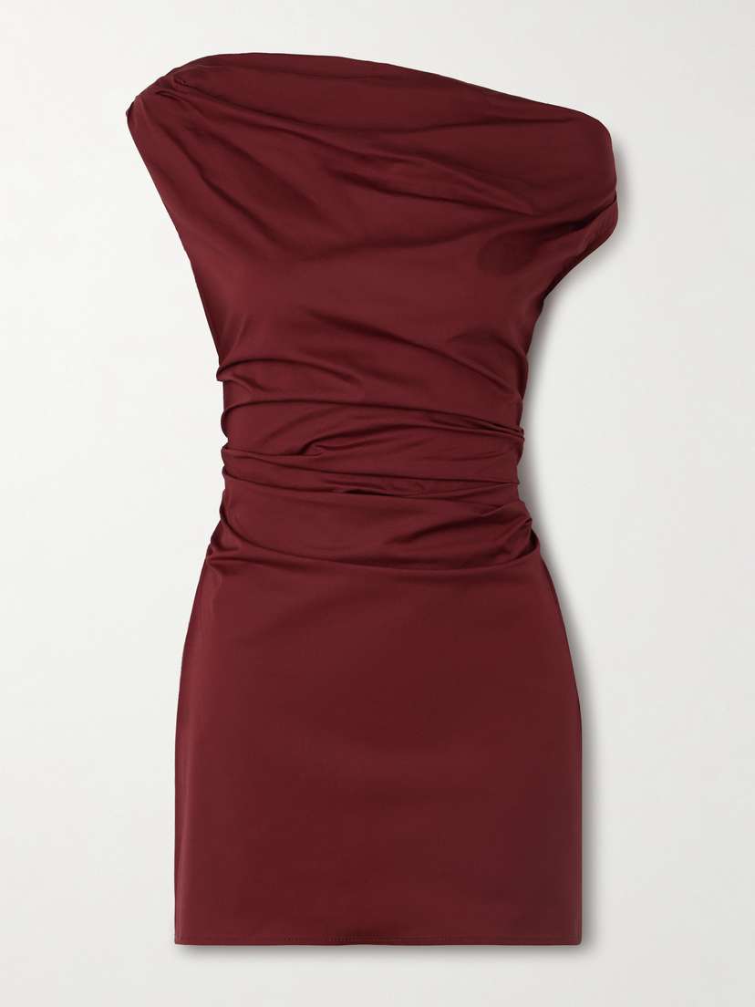 Staud Phare Draped Cotton-blend Poplin Mini Dress