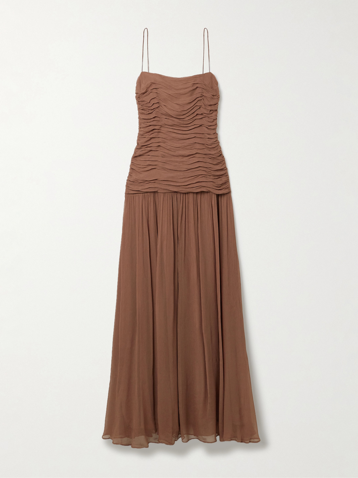 Staud Dalton Ruched Gathered Crepon Maxi Dress