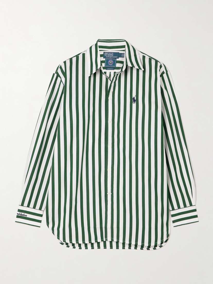 Polo Ralph Lauren + Wimbledon Embroidered Striped Cotton-poplin Shirt