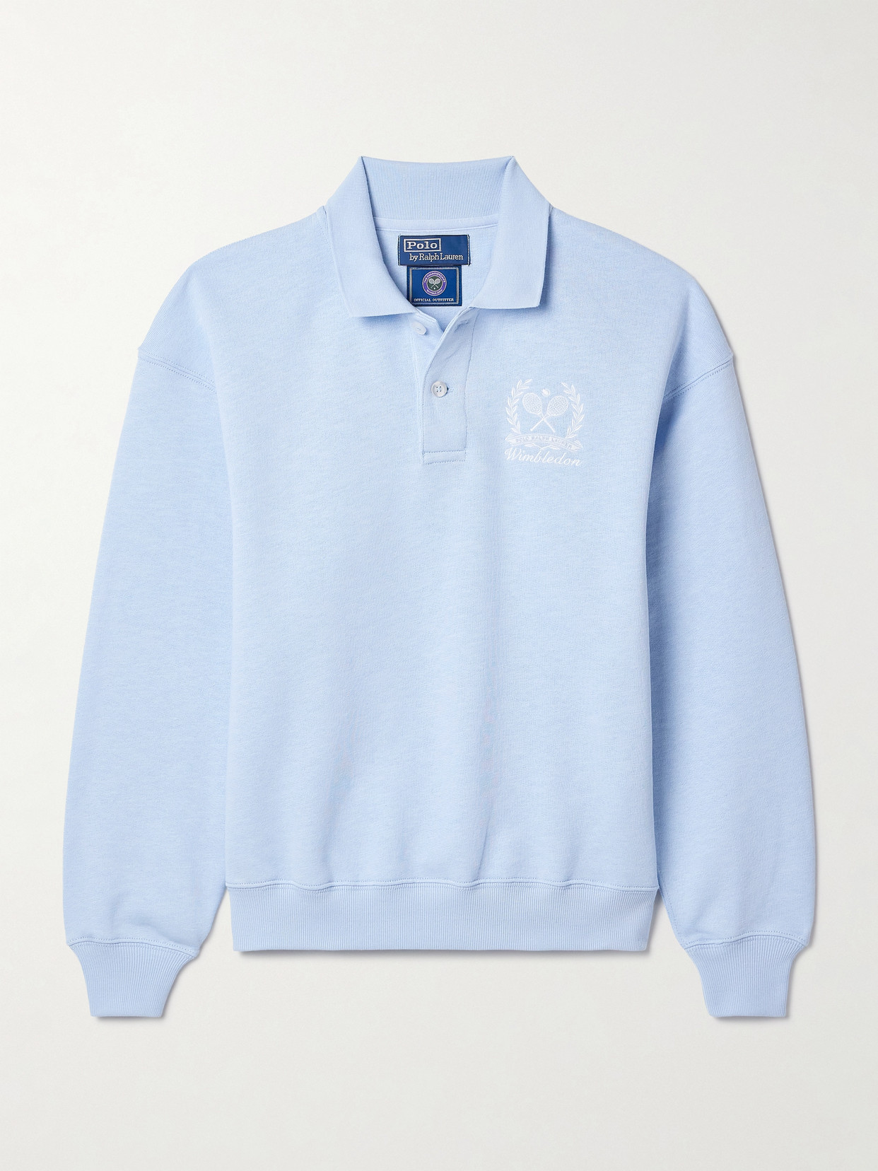 Polo Ralph Lauren + Wimbledon Embroidered Cotton-blend Jersey Polo Sweatshirt