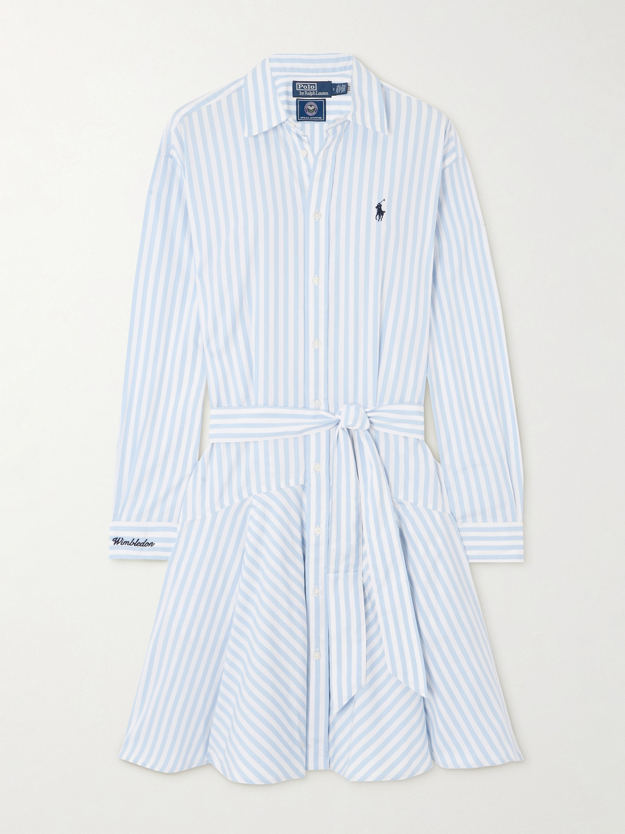 Polo Ralph Lauren + Wimbledon Belted Striped Cotton-poplin Mini Dress