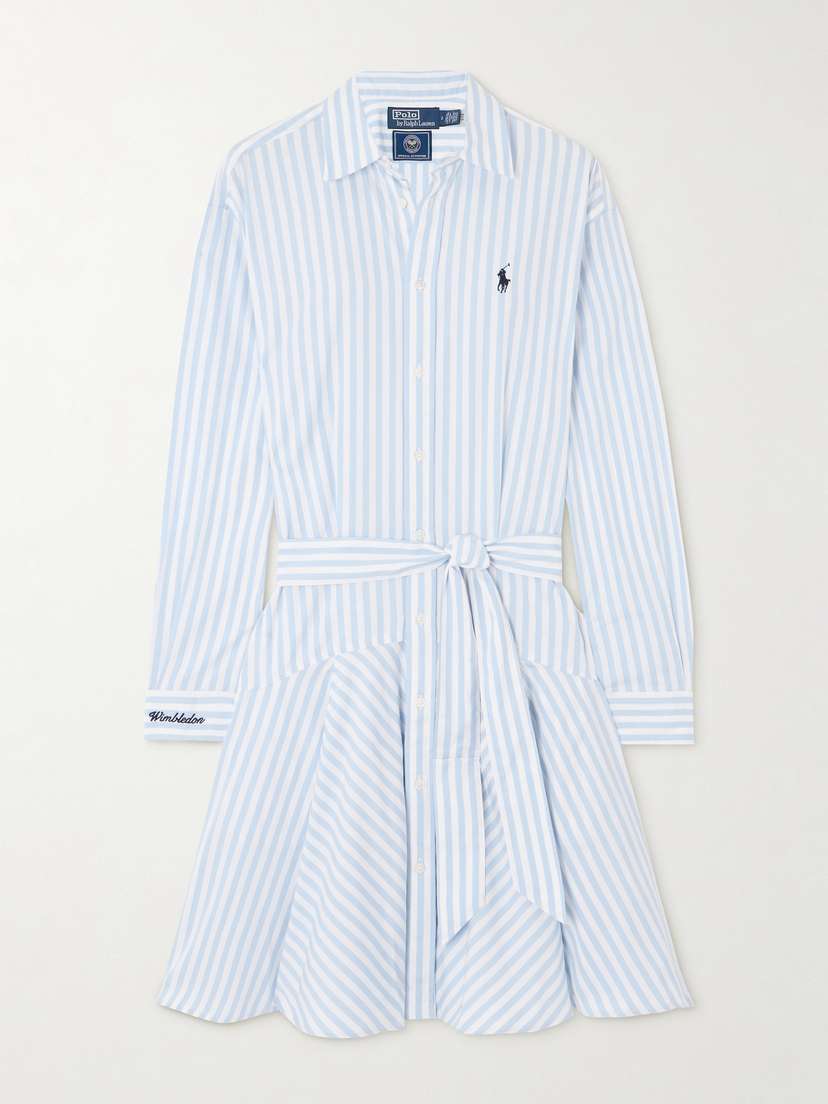 Polo Ralph Lauren + Wimbledon Belted Striped Cotton-poplin Mini Dress