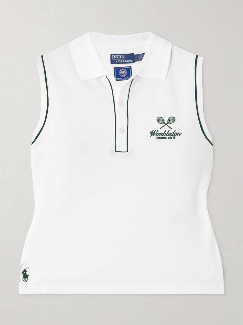 Polo Ralph Lauren + Wimbledon Embroidered Cotton-blend Piqué Polo Top