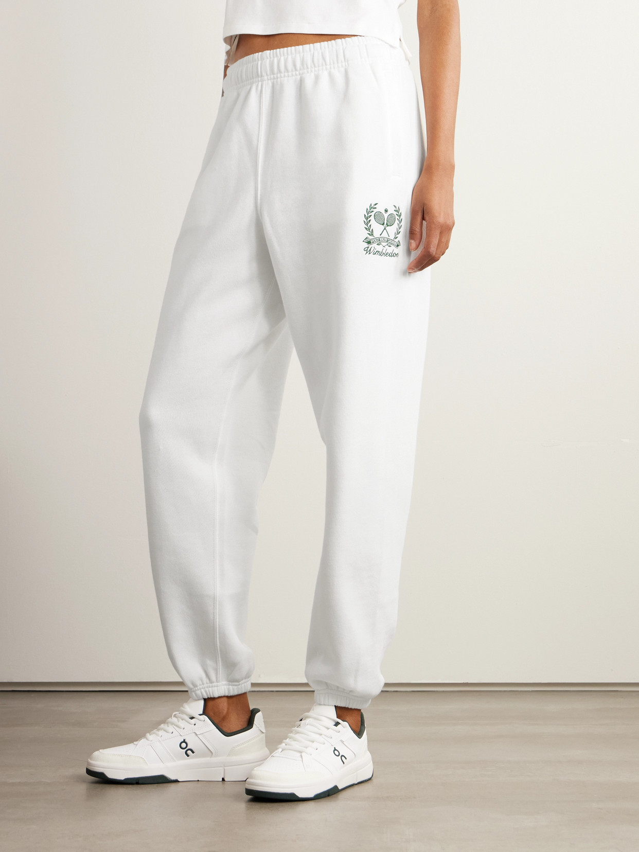 Polo Ralph Lauren + Wimbledon Embroidered Cotton-blend Jersey Track Pants In White