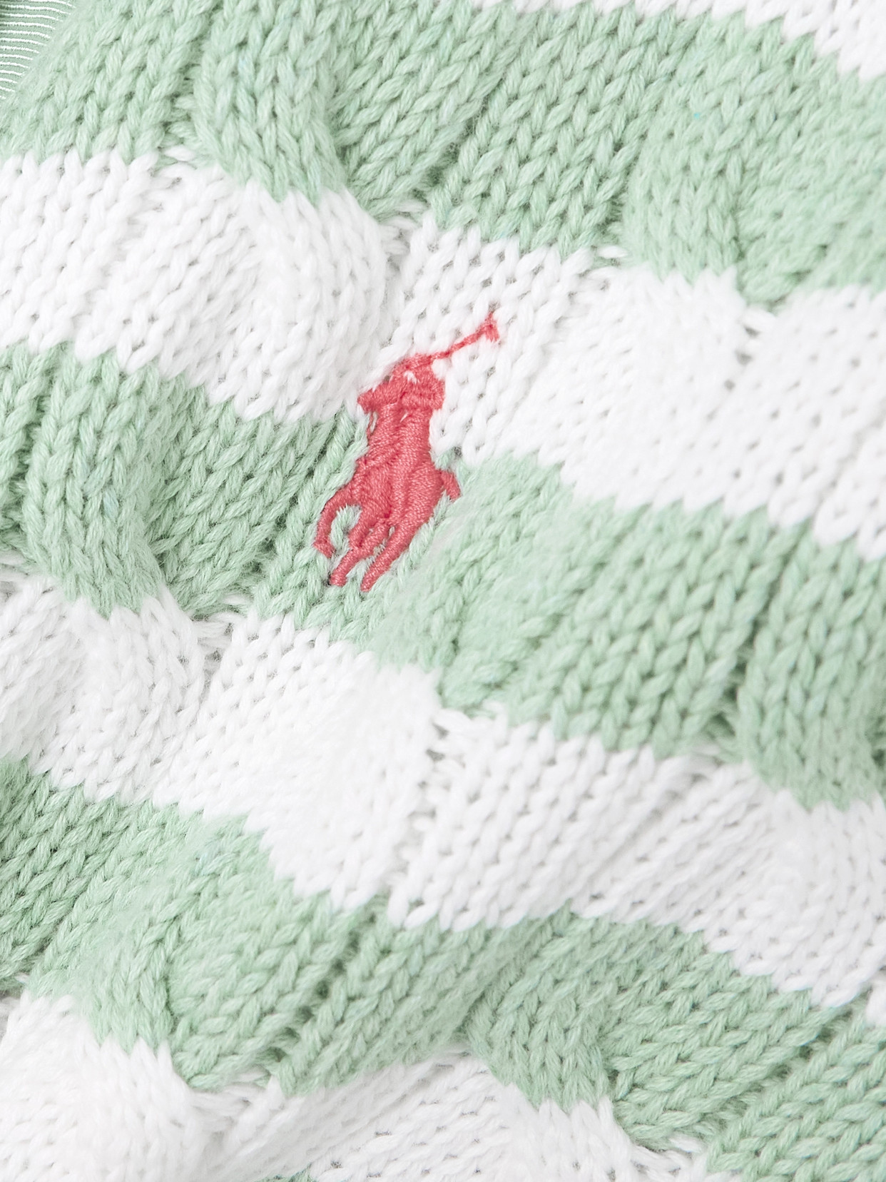 Polo Ralph Lauren Striped Cable-knit Cotton Cardigan In Green