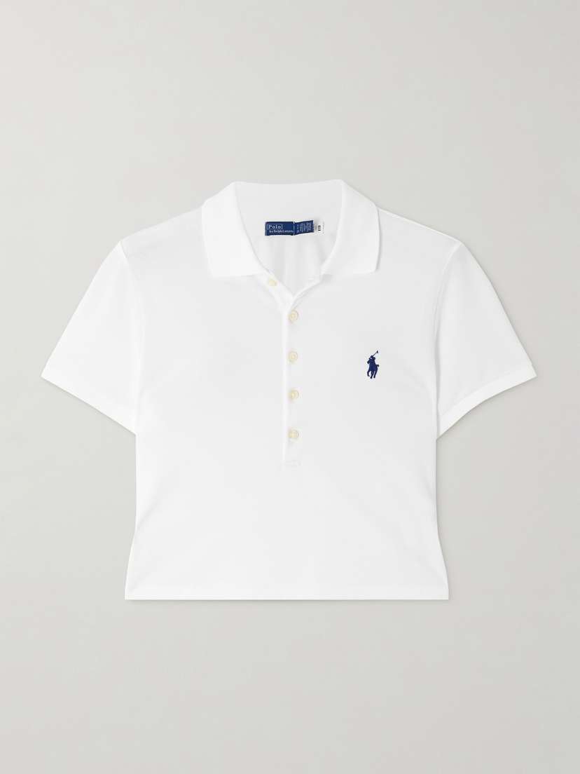 Polo Ralph Lauren Cropped Embroidered Cotton-blend Piqué Polo Shirt