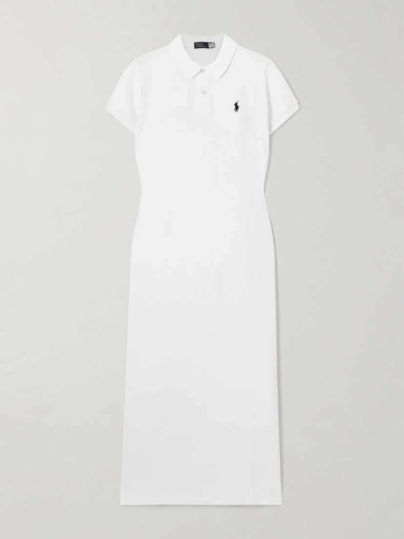 Polo Ralph Lauren Embroidered Cotton-piqué Maxi Dress