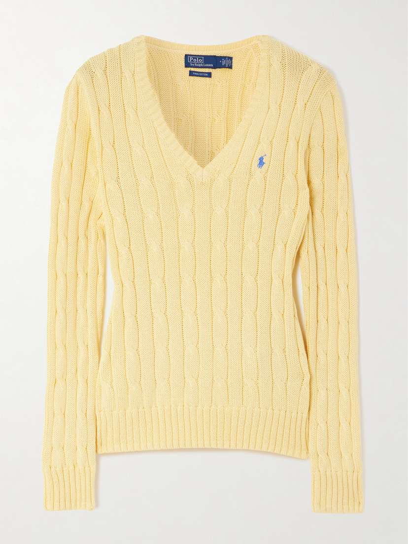 Polo Ralph Lauren Embroidered Cable-knit Cotton Sweater