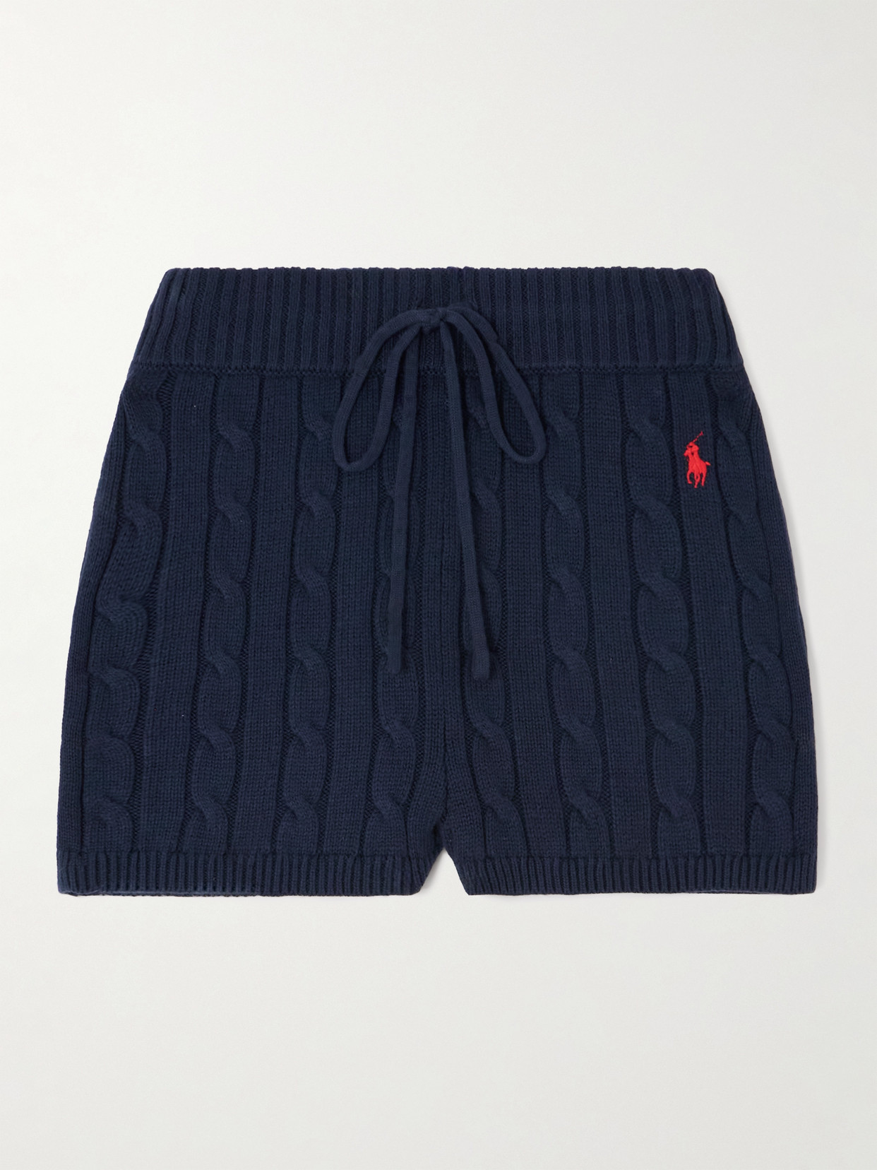Polo Ralph Lauren Embroidered Cable-knit Cotton-blend Shorts