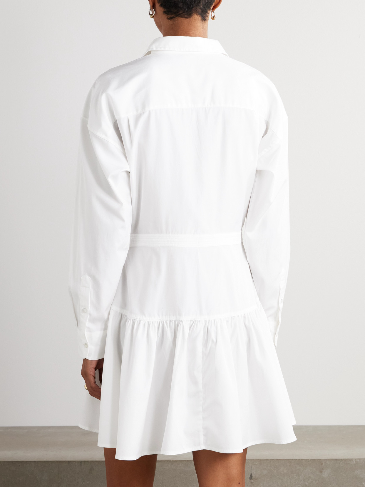 Polo Ralph Lauren Embroidered Paneled Cotton-poplin Mini Shirt Dress In White