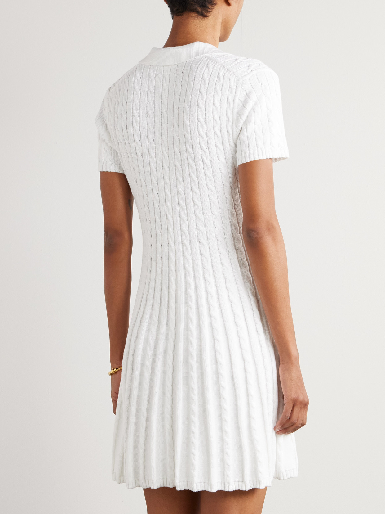 POLO RALPH LAUREN EMBROIDERED CABLE-KNIT COTTON-BLEND MINI DRESS