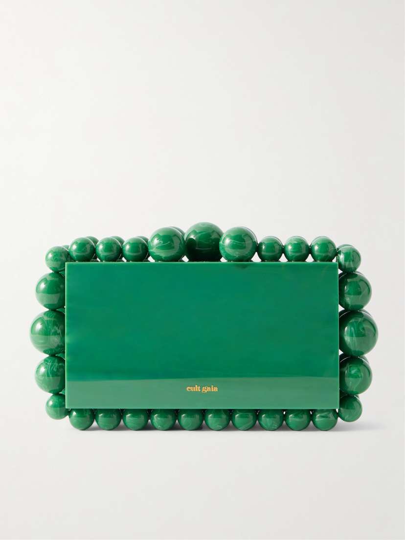 Cult Gaia Eos Beaded Marbled Acrylic Clutch