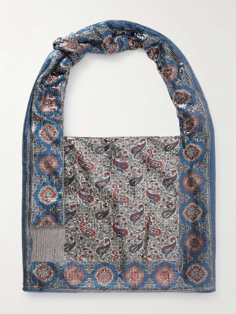 Rabanne Sac A Main Fringed Paisley-print Chainmail Tote