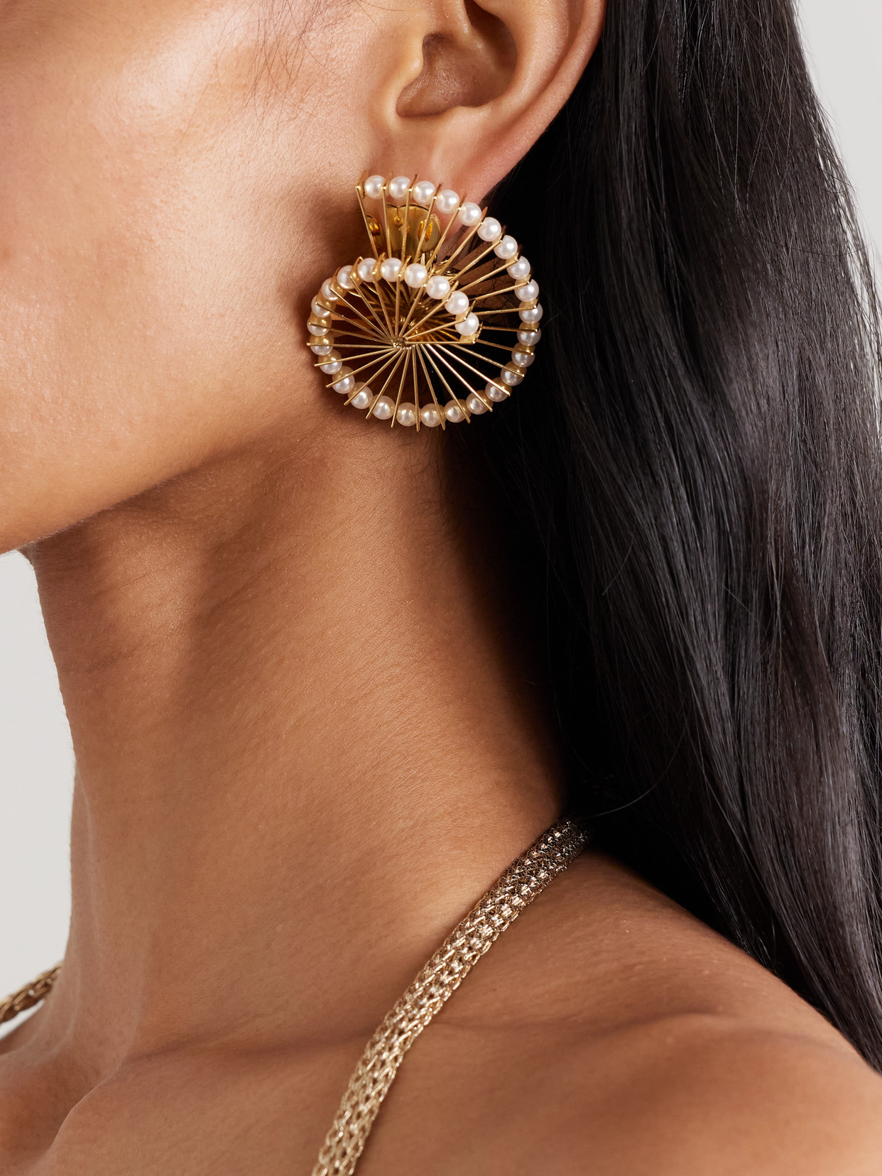 Rabanne Gold-tone Faux Pearl Earrings