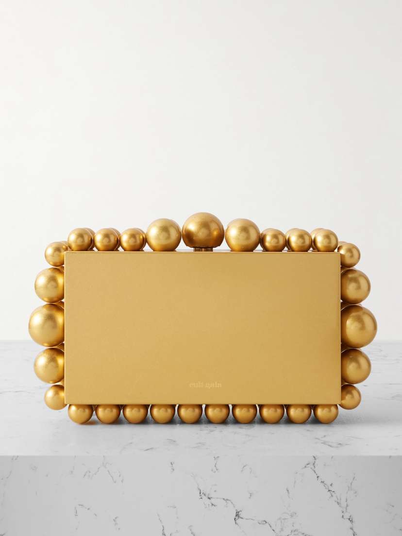 Cult Gaia Eos Beaded Gold-tone Clutch