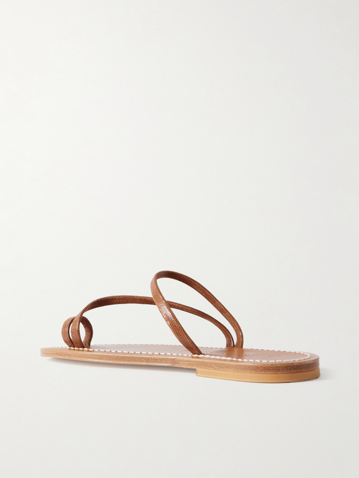 Kjacques Actium Lizard-effect Leather Slides In Brown