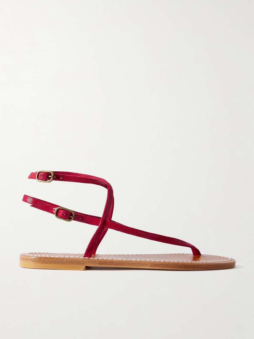 K Jacques St Tropez Abako Lizard-effect Leather Sandals