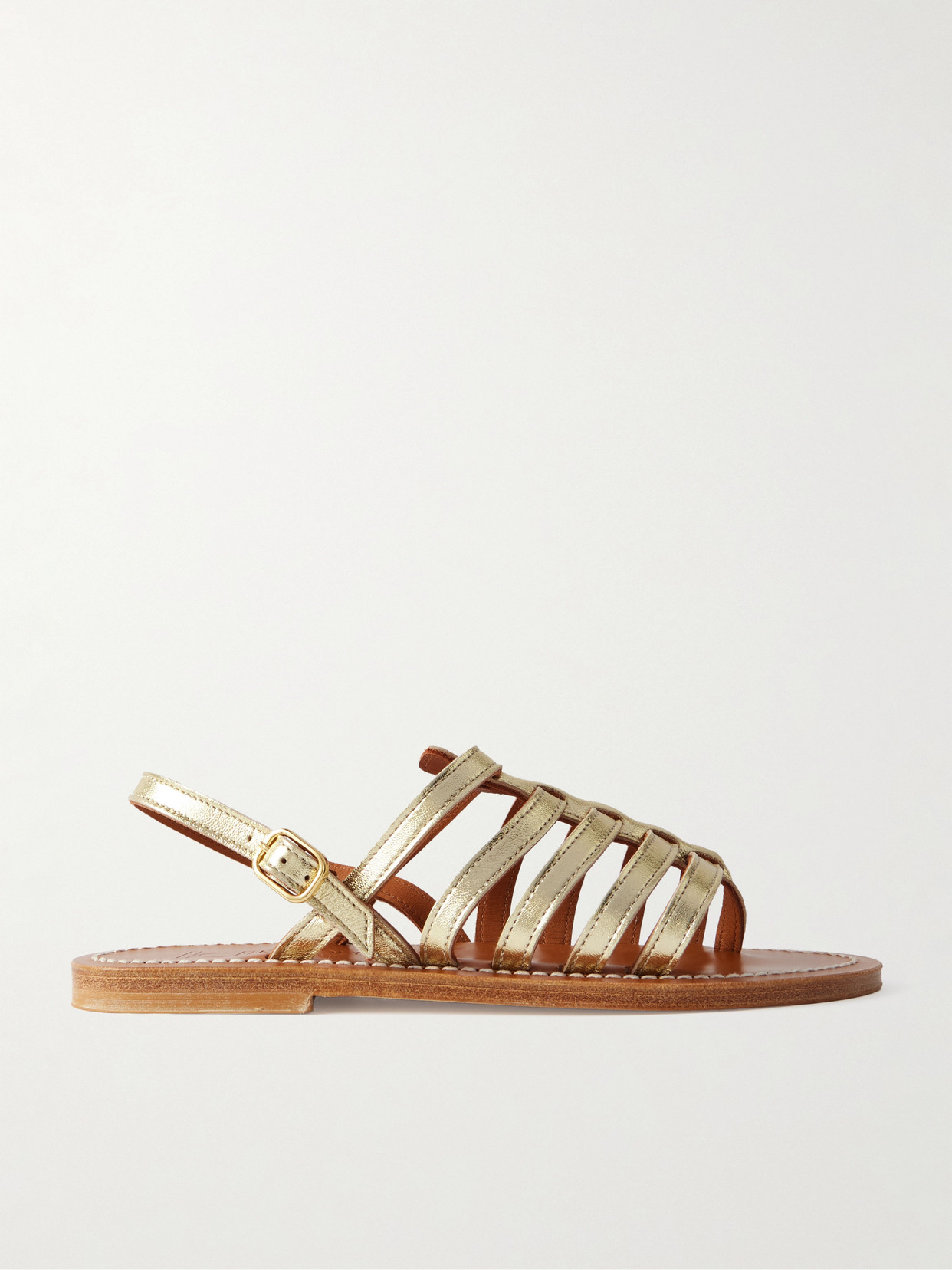 Kjacques Homere Metallic Leather Sandals In Gold