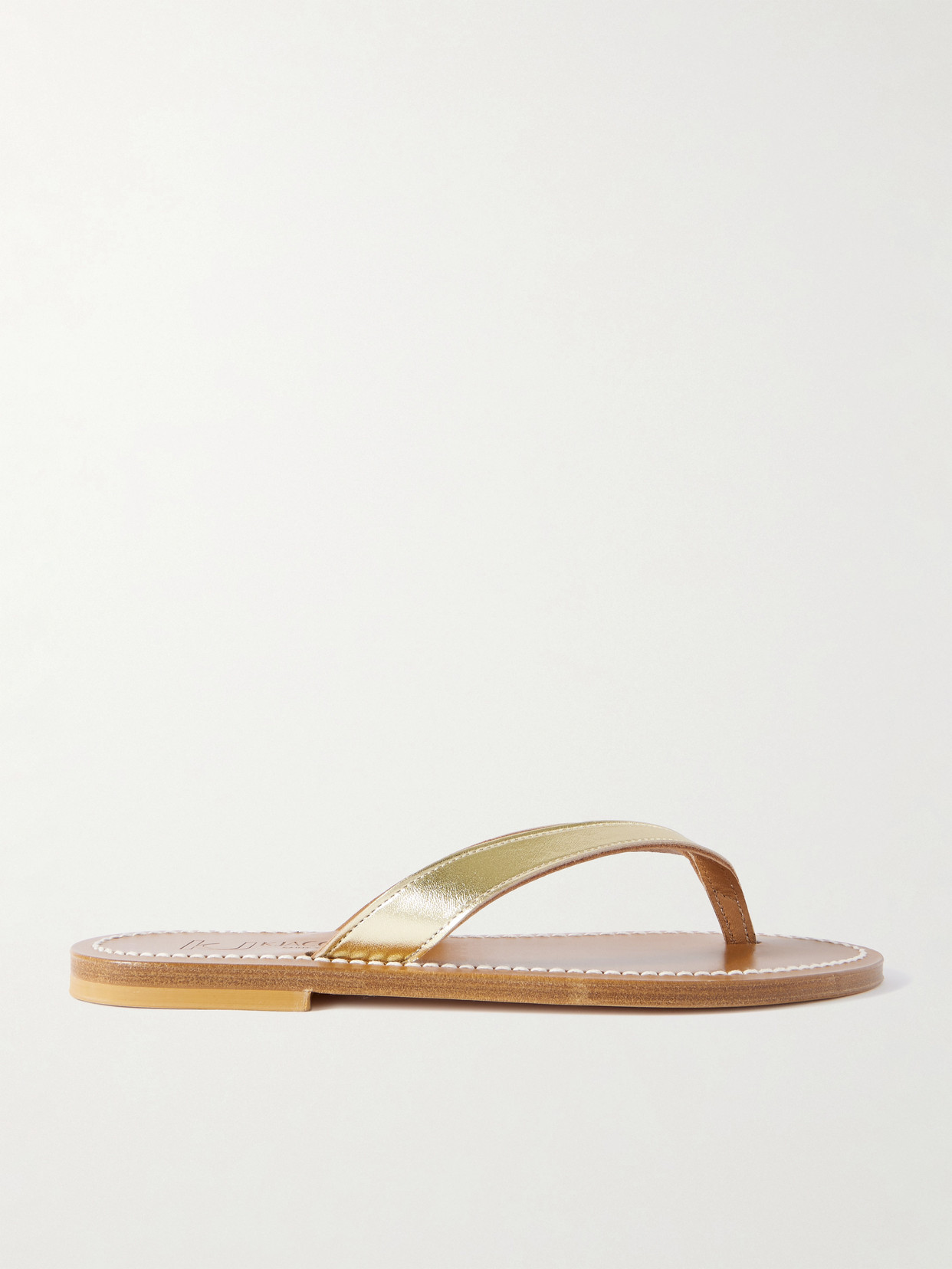 Kjacques Torino Metallic Leather Sandals In Gold
