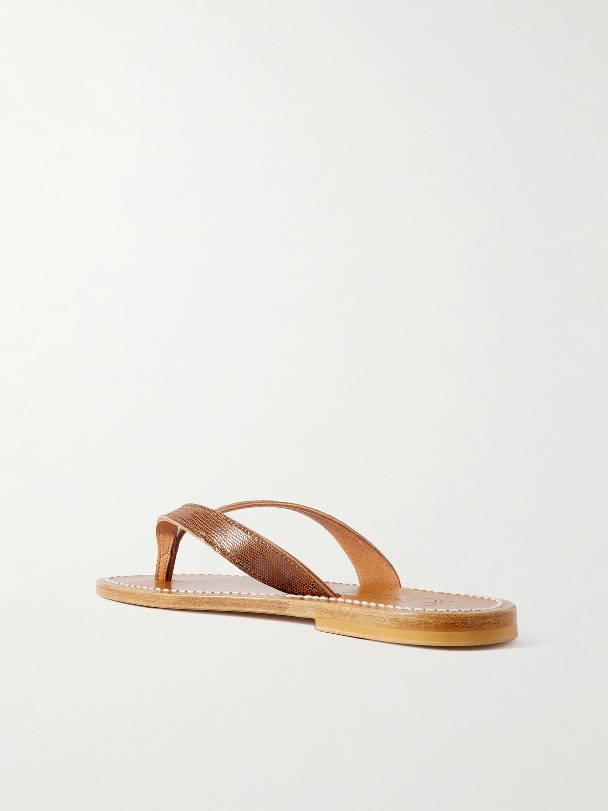Kjacques Torino Lizard-effect Leather Sandals In Brown