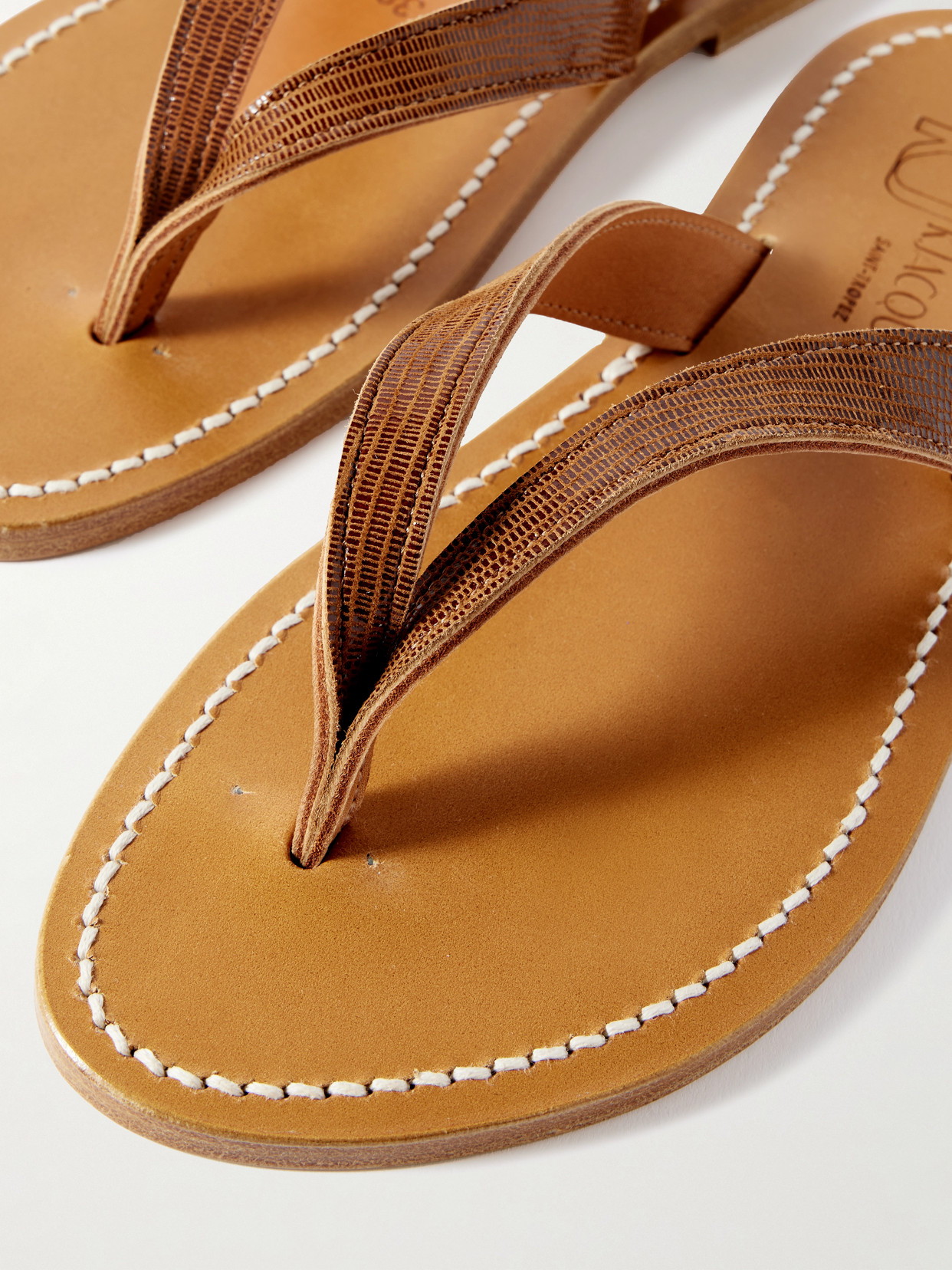 Kjacques Torino Lizard-effect Leather Sandals In Brown
