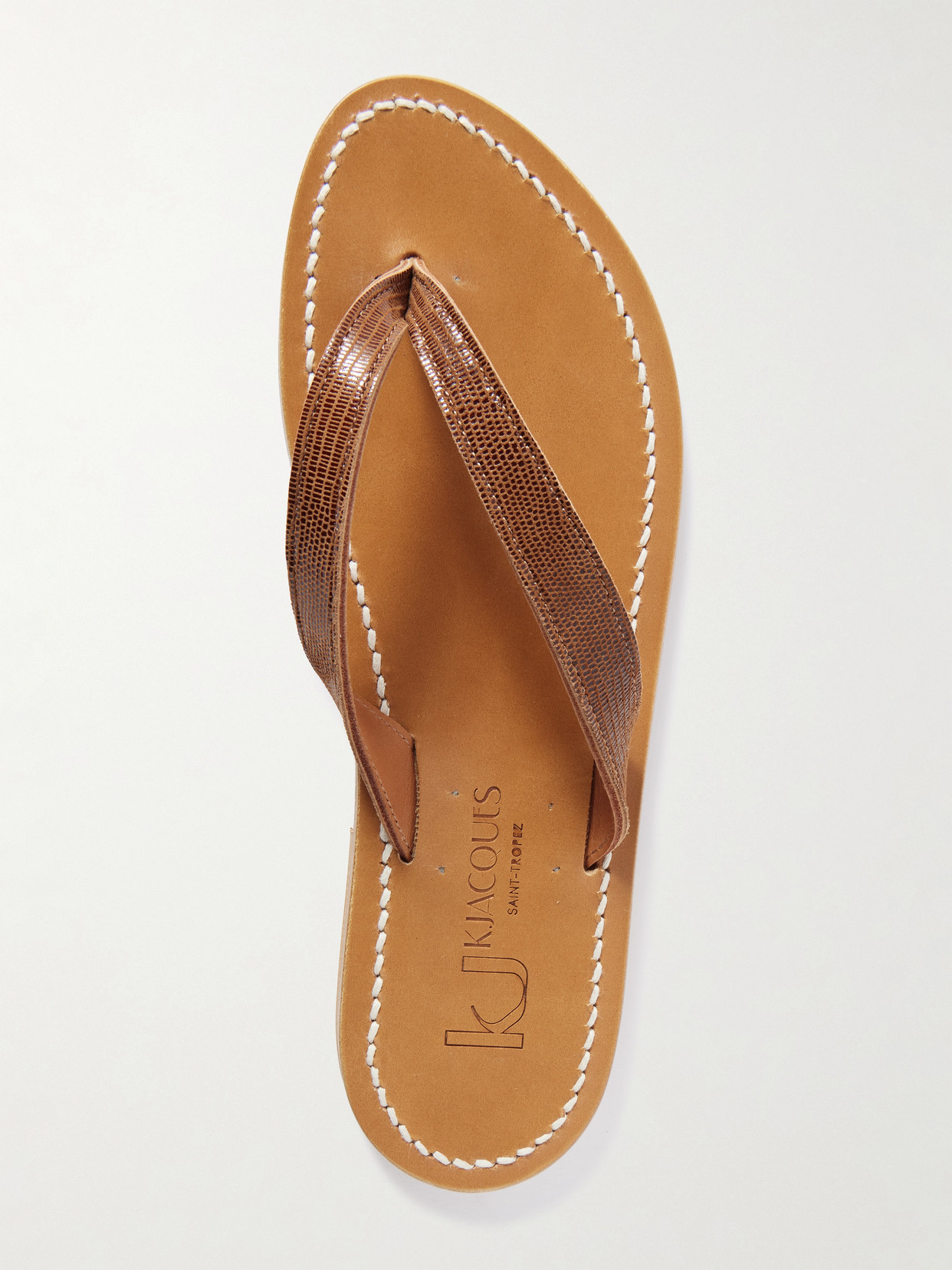 Kjacques Torino Lizard-effect Leather Sandals In Brown