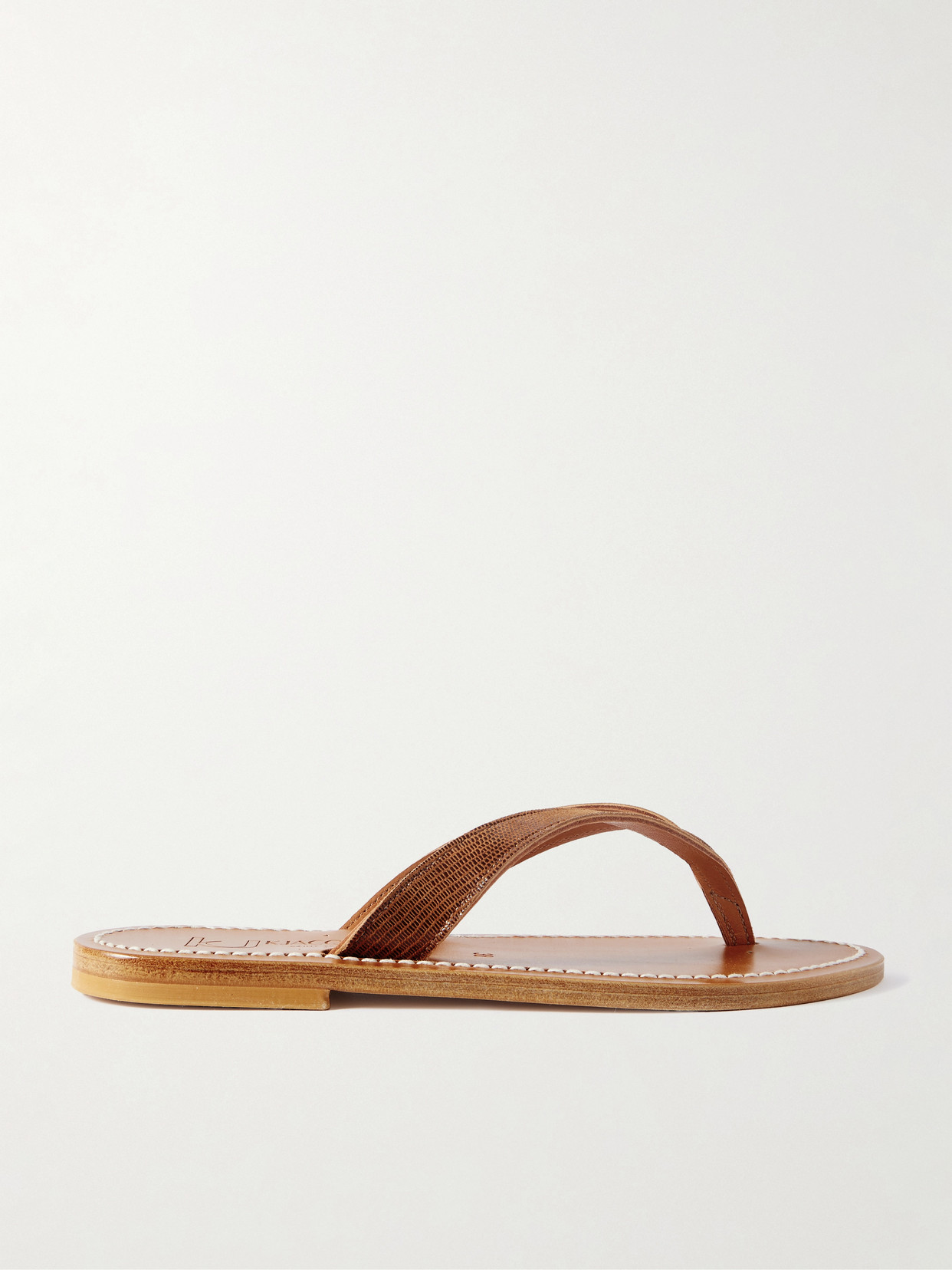 Kjacques Torino Lizard-effect Leather Sandals In Brown