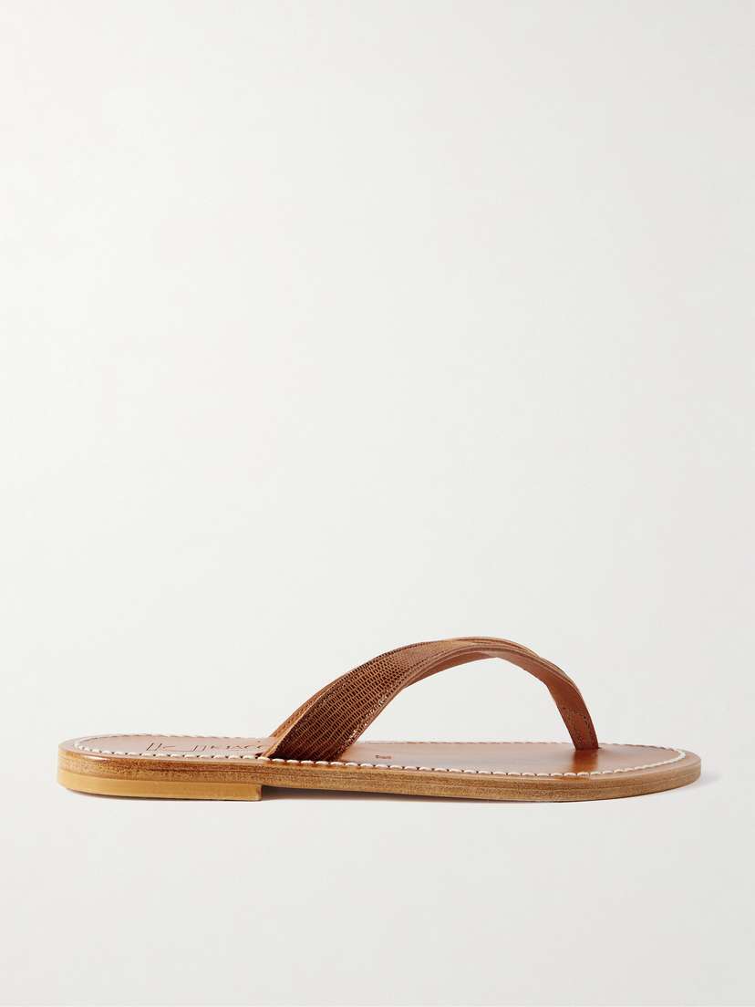 K Jacques St Tropez Torino Lizard-effect Leather Sandals