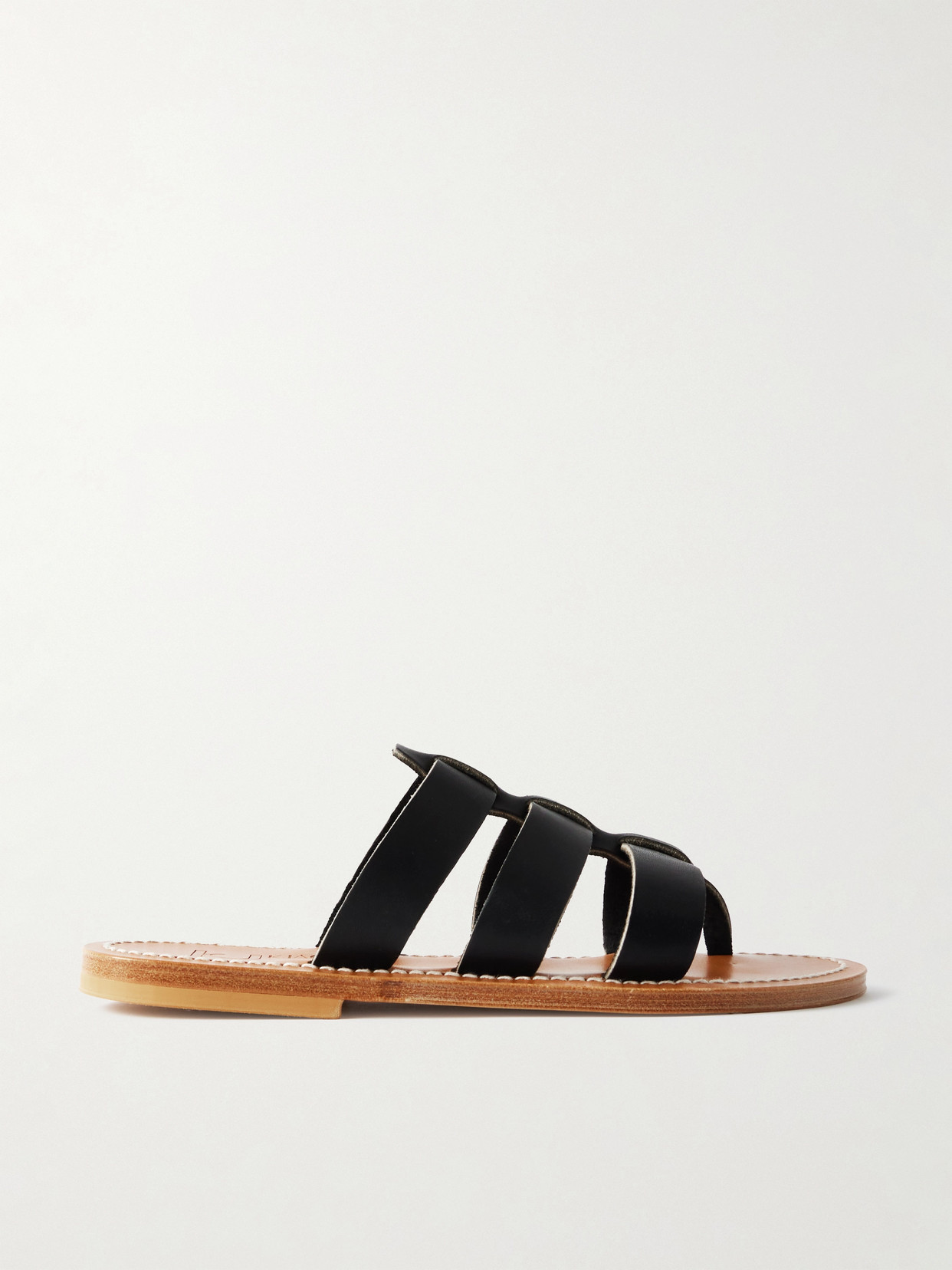 K Jacques St Tropez - Dolon Cutout Leather Slides - Black