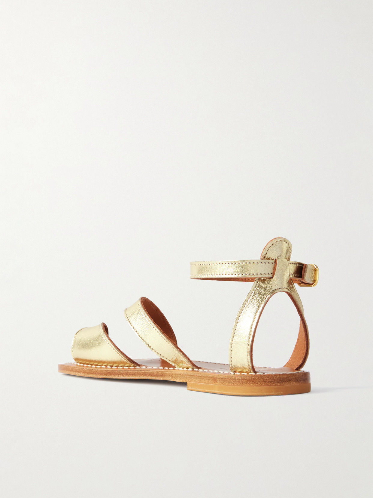 Kjacques Anaelle Metallic Leather Sandals In Gold