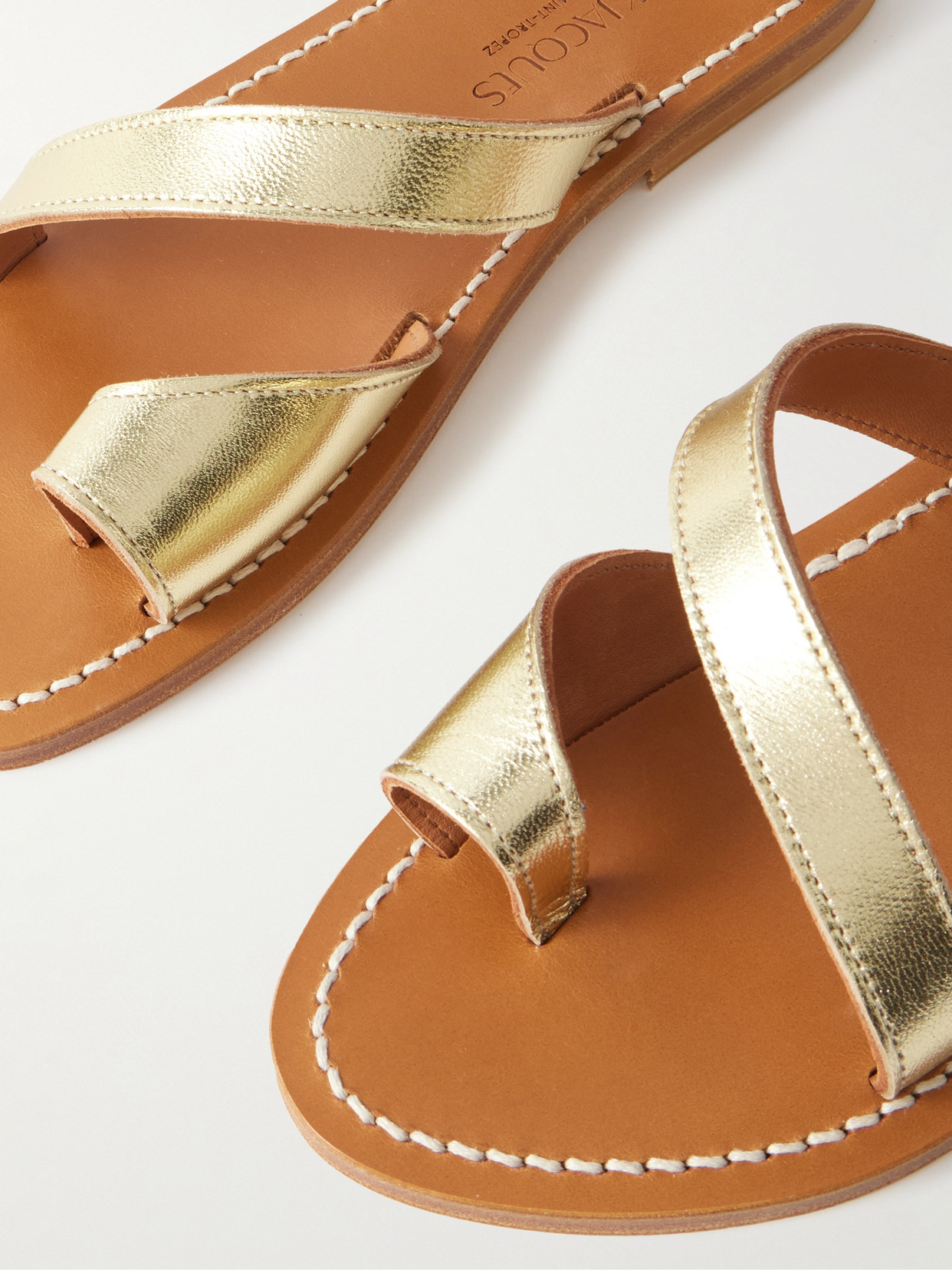 Kjacques Anaelle Metallic Leather Sandals In Gold