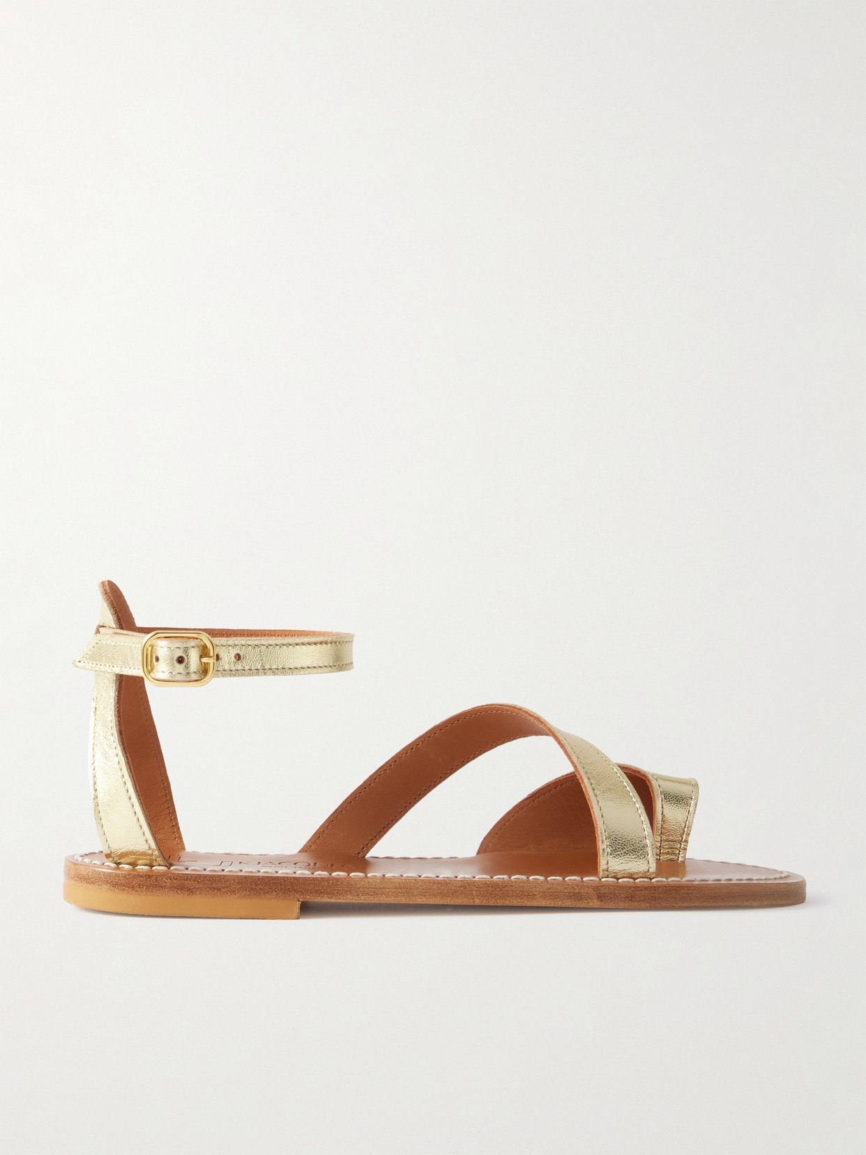 K Jacques St Tropez - Anaelle Metallic Leather Sandals - Gold