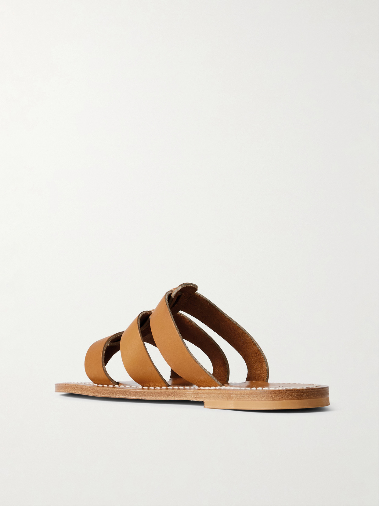 Kjacques Dolon Cutout Leather Slides In Brown