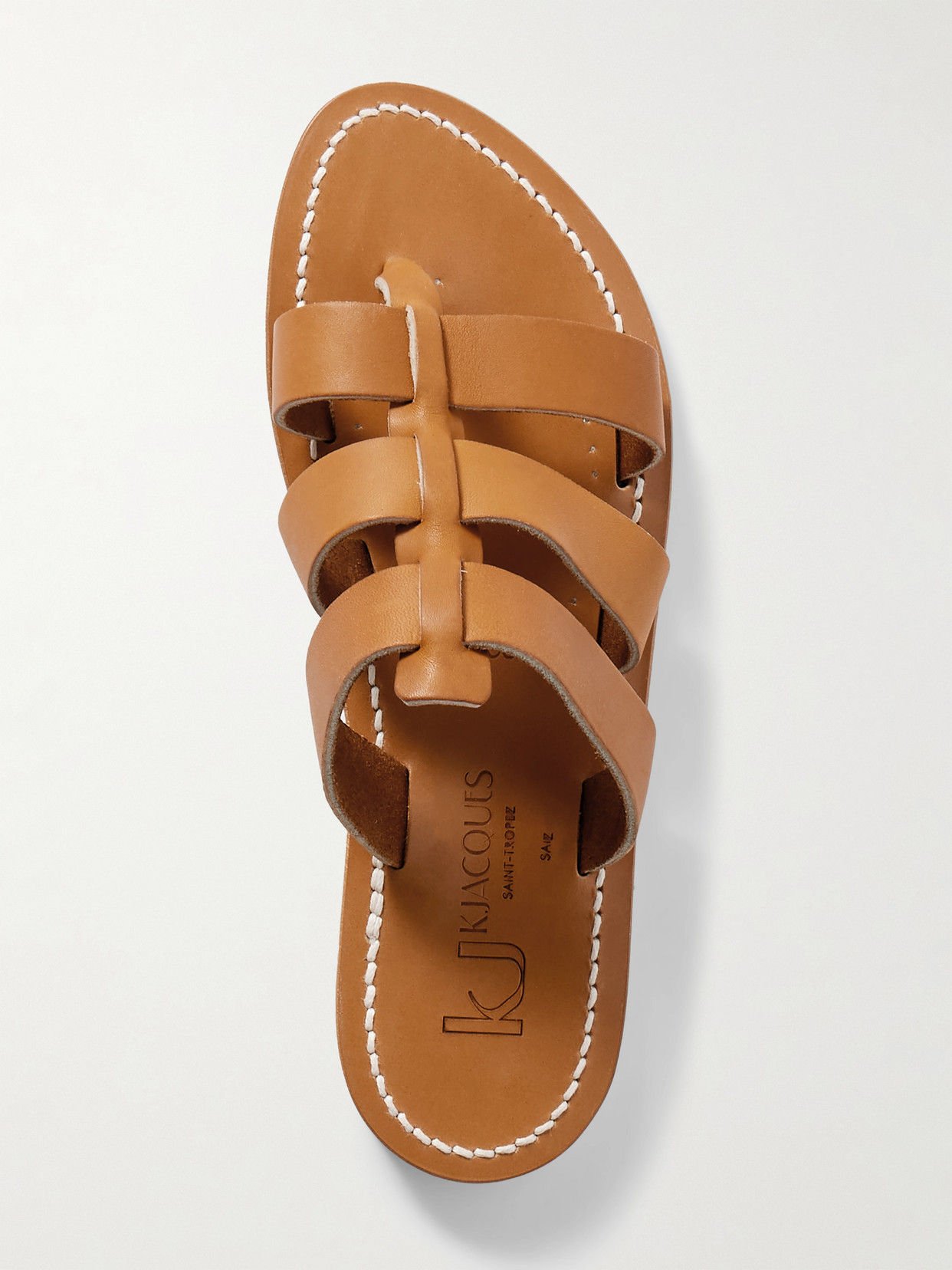 Kjacques Dolon Cutout Leather Slides In Brown